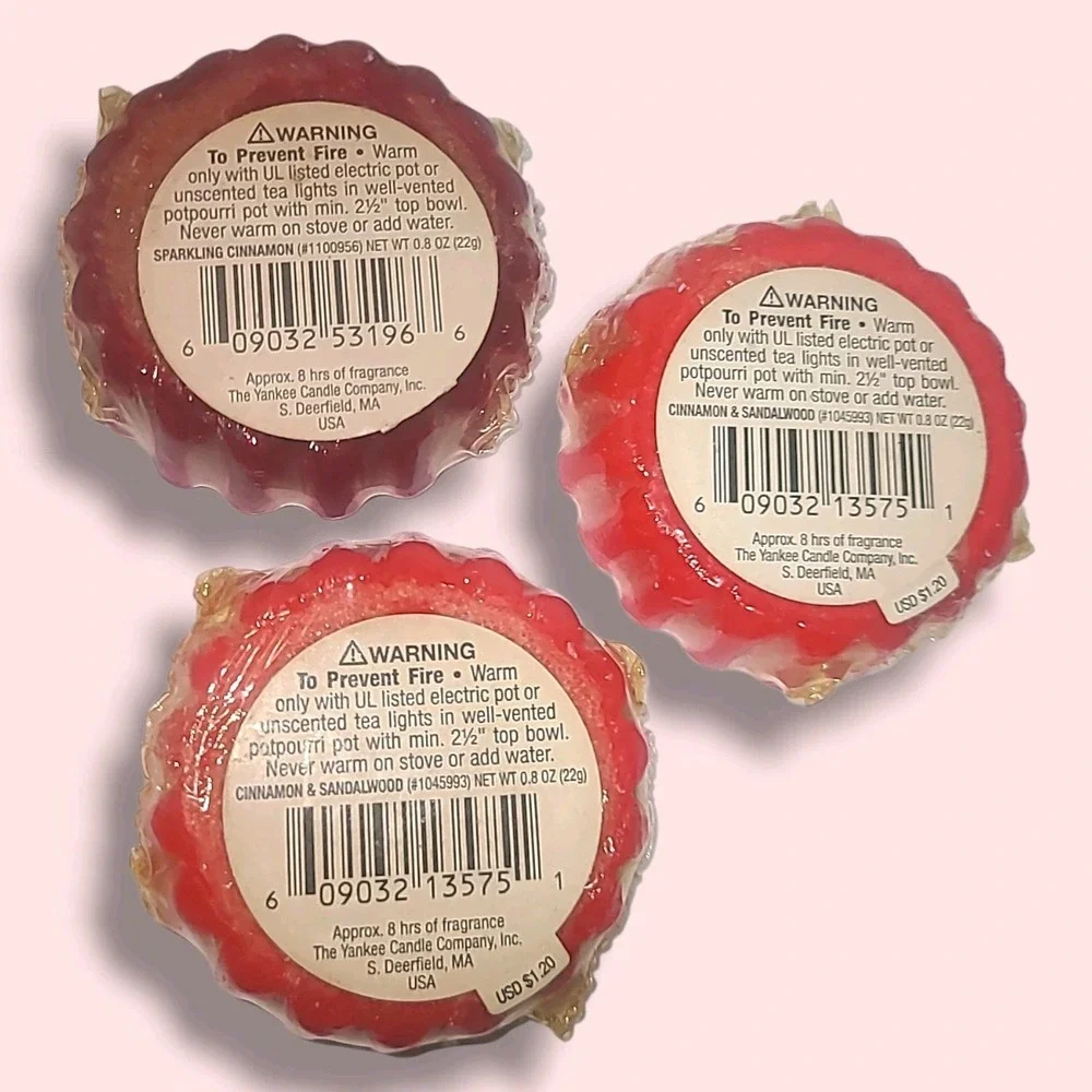 Yankee Candle Tarts Wax Melts Lot of‎ 3 Cinnamon Sandalwood Sparkling